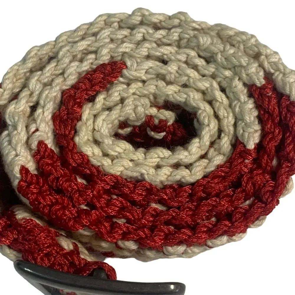 Casual to Elegant Style Cream and White Crocheted Belt with Buckle